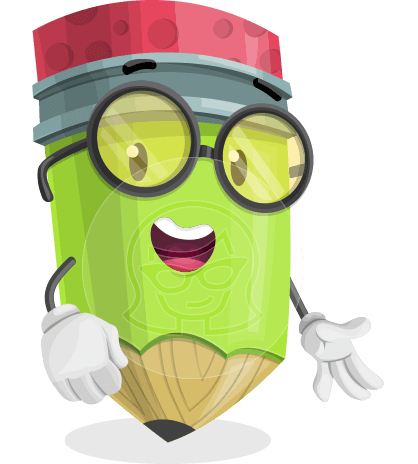 Cute Pencil Cartoon Vector Character AKA Woody the Nerdy Pencil